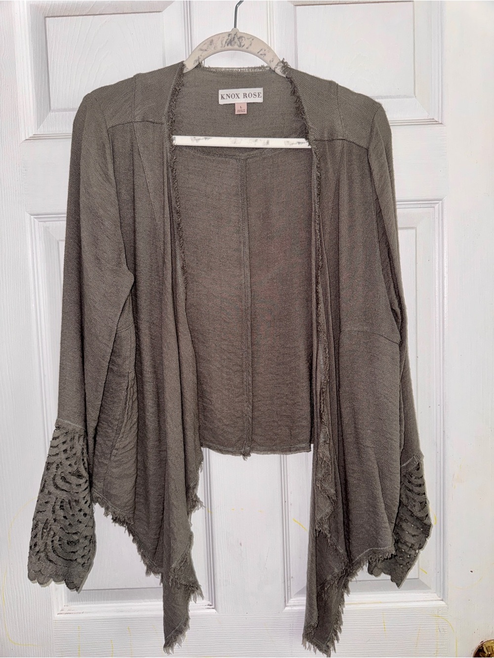 Knox Rose Women's Grey Open-Front Lightweight Cardigan Sweater